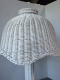 White Wicker Table Lamp (WORKS)