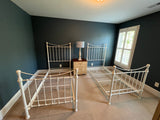 Pair of White Metal Twin Beds with Metal Frames