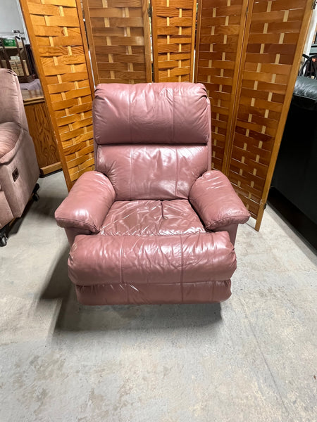 Mauve/Rose Tone Leather Rocking Recliner***HEAVY ITEM***