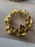 Pair of Gold Tone Holiday Brooches (A)