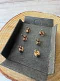 3-Piece Faceted Cubic Zirconia Gold Tone Stud Earrings