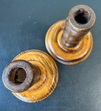 Pair of Vintage Republic of China Wooden Candlesticks