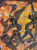 Canvas Painting of Dancers / Instruments - Signed; Man Lema