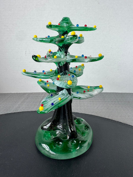 Signed J. Svoboda Karlov Czech Blown Art Glass Christmas Tree Sculpture