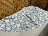 Threshold 64"D Round Table Cloth, blue/tan/white