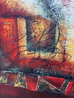 Large Textured Abstract Painting with Two Figures on Canvas; Signed