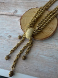 Triple Gold Tone Strand Tassel Necklace