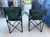 Pair of Green Canvas Folding Arm Chairs w/Carry Bags