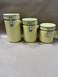Set Of 3 Yellow Ceramic Kitchen Canisters