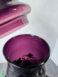 Empoli Amethyst Italian Vintage Blown Glass Lidded Wine Dispenser in Metal Stand AS IS (READ DESCRIPTION CAREFULLY)