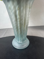 Faux Pink Florals in Frosted Ruffle Edged Glass Vase