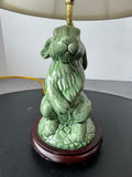 Green Crackled Ceramic Bunny Rabbit Vintage Lamp (WORKS)