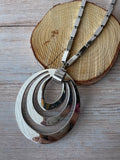 Monet Silver Tone Vintage Tournee Statement Necklace with Rectangular Block Chain