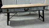 Rustic Farmhouse Galvanized Tin Accented Suitcase Bench