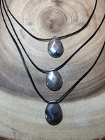 Layered Silver Pendants on Cord Necklace