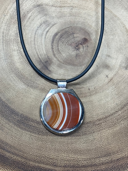 Agate Pendant on Black Cord
