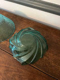 Teal Blue Glass Bowls, 2 pc