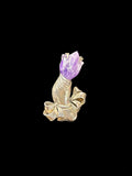 Mexico “Silver” Hand Holding Amethyst Torch Pin