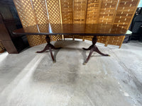 Henkel Harris Double Pedestal Dining Table with (3) Leaves and Table Pads, NO CHAIRS***HEAVY ITEM***