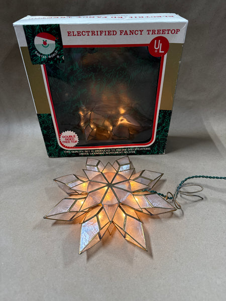 Light Up Capiz Shell Star Tree Topper With Box WORKS