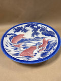 Asian Inspired Blue And White Serving Plate With Koi Fish // 2 Sets Available //*** PRICED INDIVIDUALLY ***