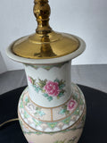 Asian Inspired Pink Peony Ceramic Vase Lamp (WORKS)