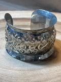 Wide Silver Cuff with Scrolling
