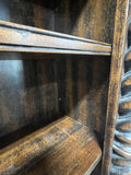 Tall Dark Stain Bookcase with Barley Twist Columns***HEAVY ITEM***READ DETAILS ON PICK UP POLICY***