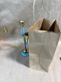 Blue Brass 5 Arm Candelabra With Glass Shades