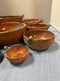 Set Of 9 Primitive Mexican Redware Nesting Bowls *** READ DESCRIPTION ****