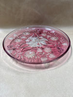 Floral Pink Footed Cake Plate
