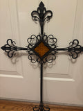 Iron Cross with Glass Accent Wall Hanging