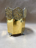 (B) Heavy Ornate Footed Brass Planter