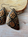 Faux Snakeskin Hammered Metal Earrings