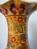 Japanese Vintage Satsuma Style Large Porcelain Fluted Vase