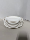 Set Of 9 Off White And Gold Rimmed Melamine Plates