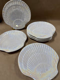 Set Of 6 Iridescent Sea Shell Plates