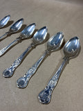 Sheffield Silver Plate Ornate Pastry Dessert Spoons - Set Of 6