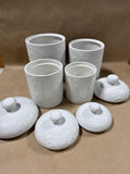 Set Of 4 Gibson Housewares White Ceramic Canisters