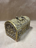 Solid Brass Jewelry Casket Lined With Purple Velvet