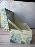 Blue Hydrangeas Small Jewelry Box with Divider & Mirror