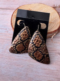 Faux Snakeskin Hammered Metal Earrings