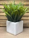 Faux Plant in White Square Vase