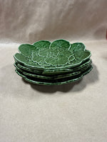 (B) Set Of 4 Dark Green Belo Faience Green Salad Plates
