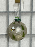 Hand Painted Silver Speckled Glass Christmas Ornament
