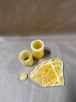 4 Piece Honeycomb Calcite Candle Holders And Honeycomb Calcite Slabs