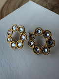 Clear Rhinestone Gold Tone Wreath Earrings