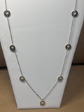Silver Tone Necklace with Silver/Gold Rings