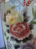 Japanese Satsuma Style Vintage Floral Birds Large Porcelain Vase with Wooden Stand (2 AVAILABLE—PRICED INDIVIDUALLY AT $65 EACH)
