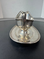 Fisher Sterling Silver Gravy Boat with Attached Saucer